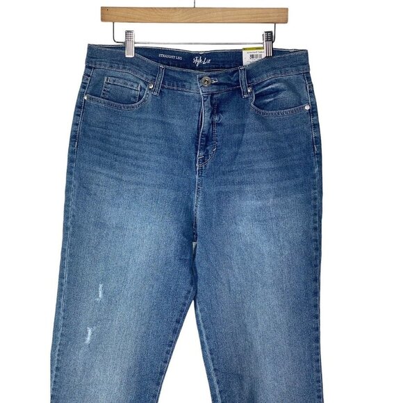 Style&co. Womens Straight High Rise Slimming Pocket Distressed Jean Size 12 - Picture 2 of 8